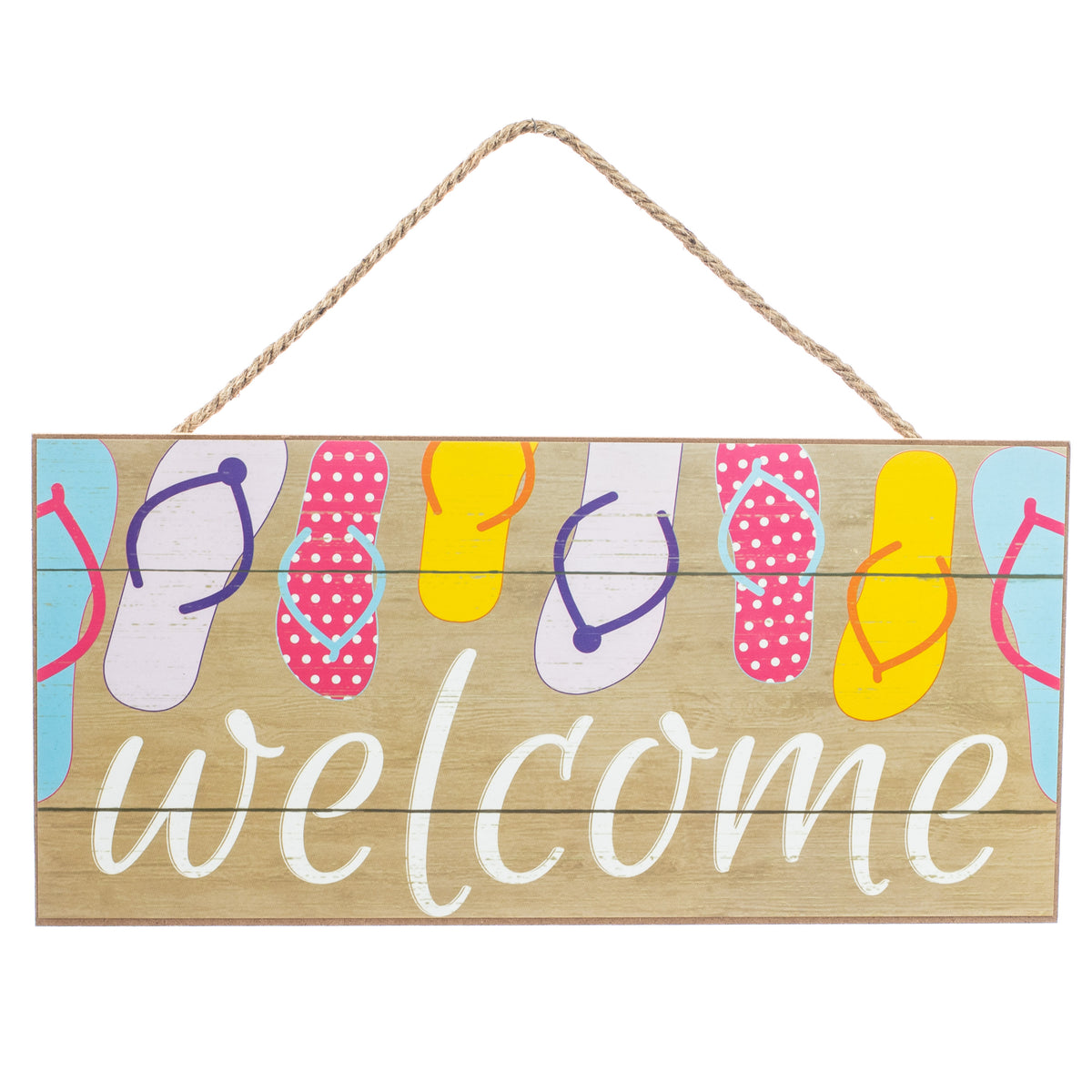 12" Wooden Sign: Welcome Flip Flops Item Number: AP8358