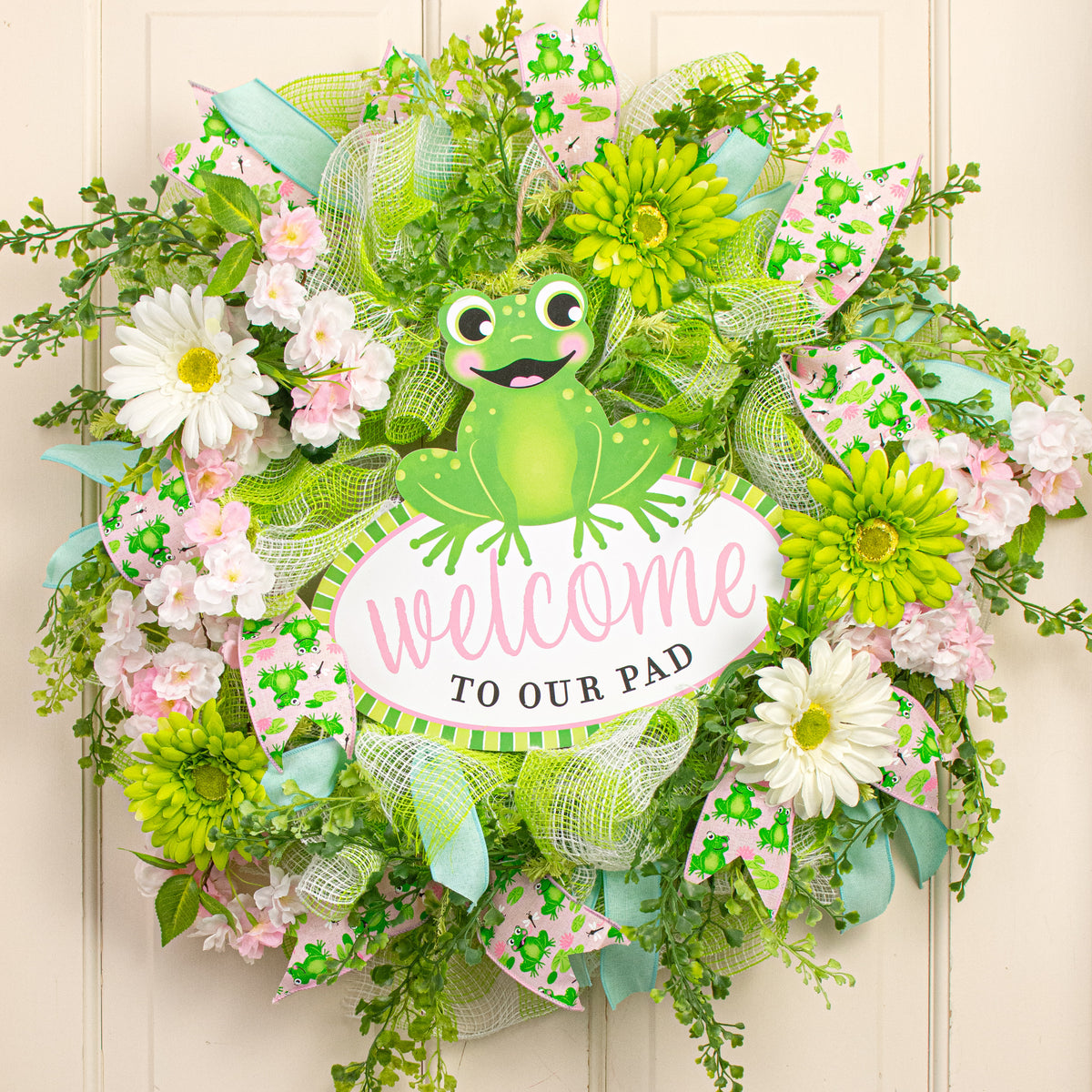 12" Wooden Sign: Welcome To Our Pad Frog Lifestyle Photo