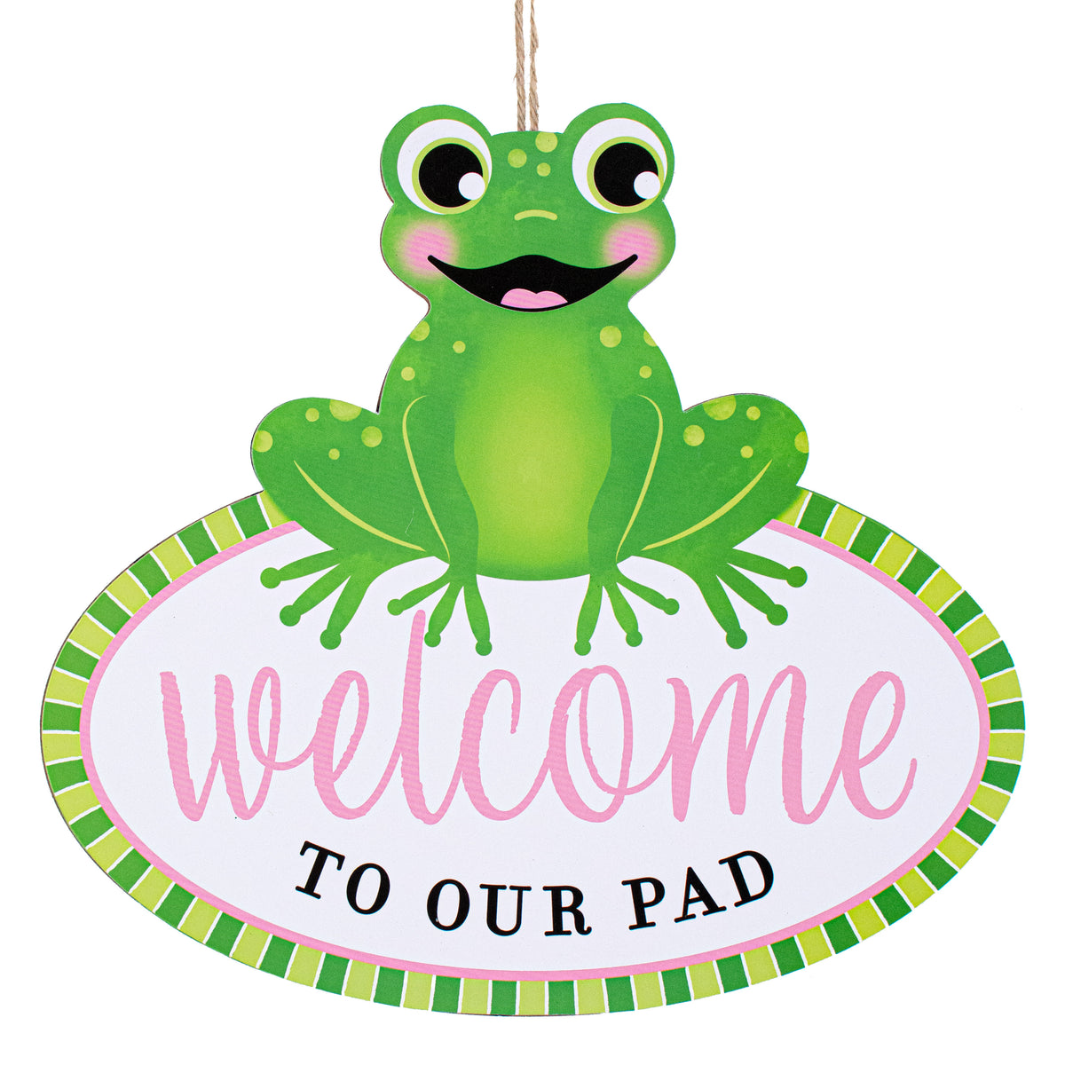 12" Wooden Sign: Welcome To Our Pad Frog Item Number: AP7106