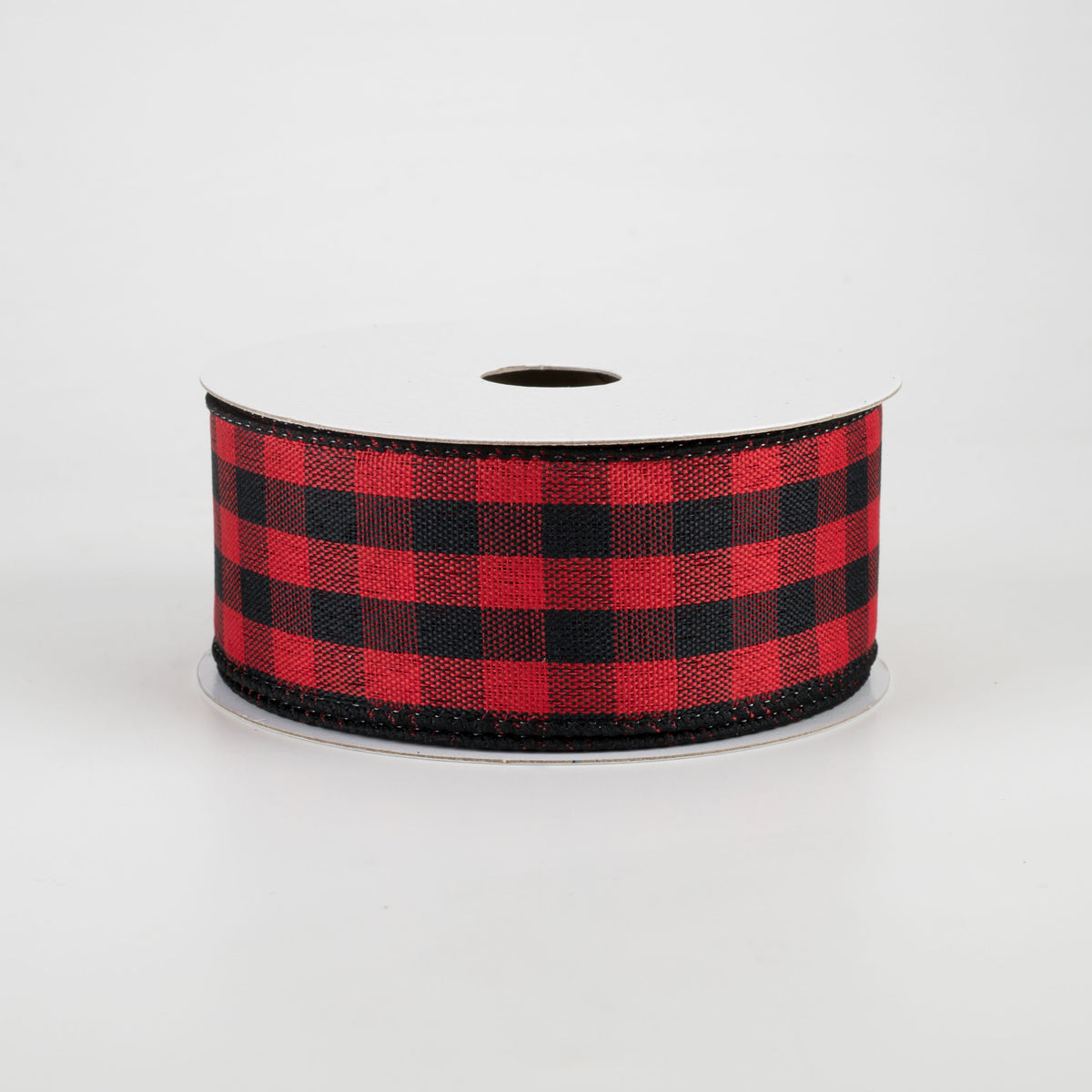 1.5" Woven Buffalo Plaid Ribbon: Black & Red (10 Yards)