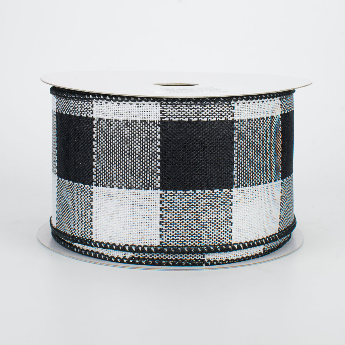 2.5" Woven Check Ribbon: Black & White (10 Yards)