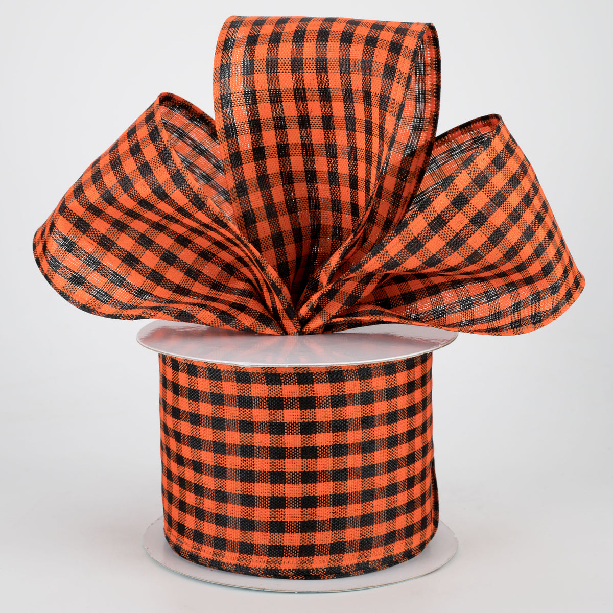 2.5" Woven Gingham Check Ribbon: Black & Orange (10 Yards) Lifestyle Photo