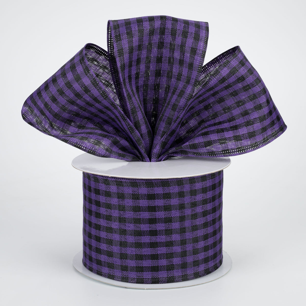 2.5" Woven Gingham Check Ribbon: Black & Purple (10 Yards) Lifestyle Photo