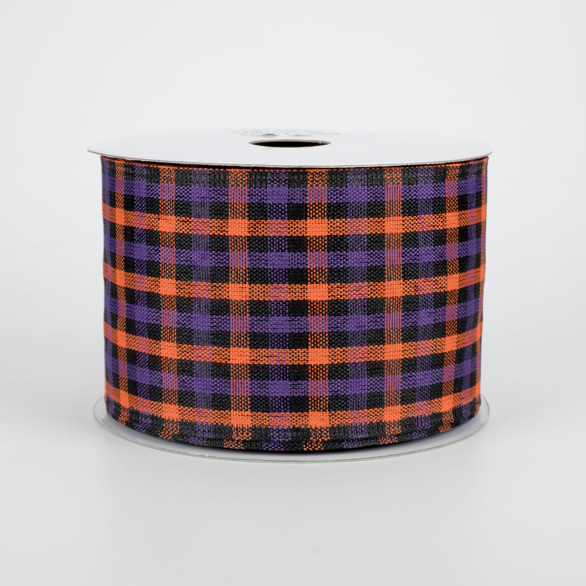 2.5" Woven Gingham Check Ribbon: Orange, Purple, Black (10 Yards)