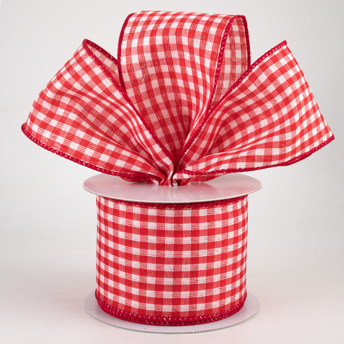 2.5" Woven Mini Buffalo Plaid Ribbon: Red & White (10 Yards) Lifestyle Photo