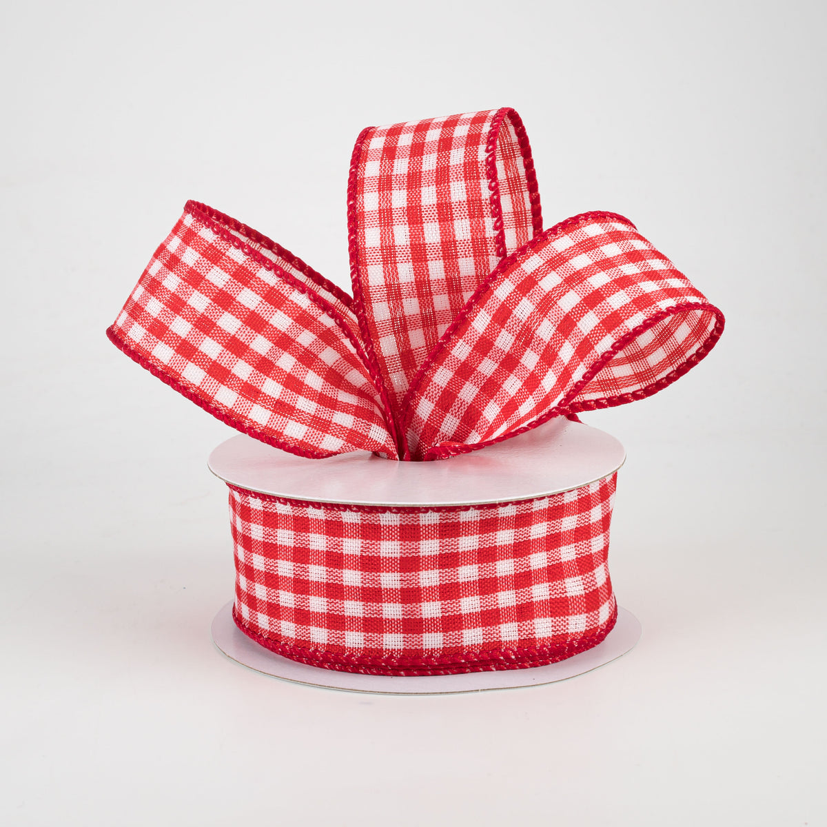 1.5" Woven Mini Buffalo Plaid Ribbon: Red & White (10 Yards) Lifestyle Photo